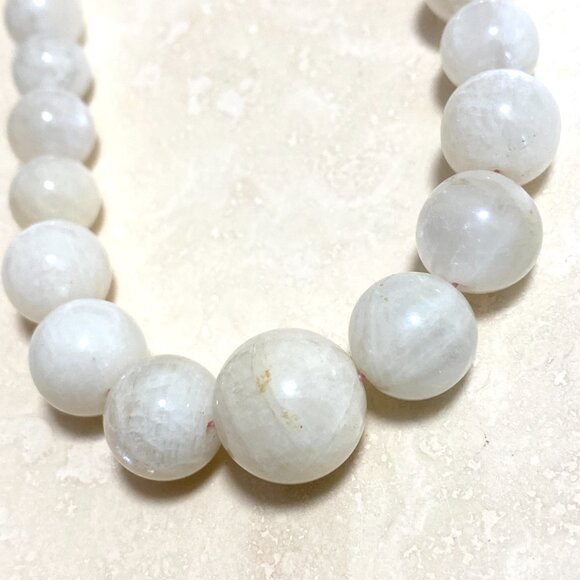 Genuine White Moonstone Graduated Bead Necklace,Classic Gemstone Beaded Necklace - Picture 5 of 17